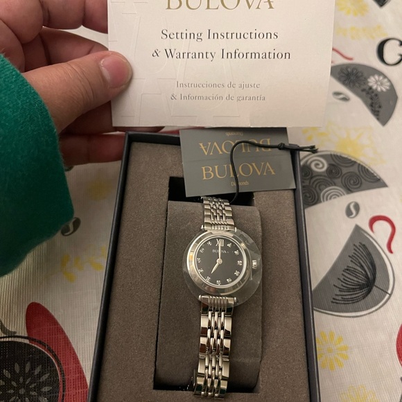 Bulova Silver Women's Watch with Black Dial - Picture 8 of 8